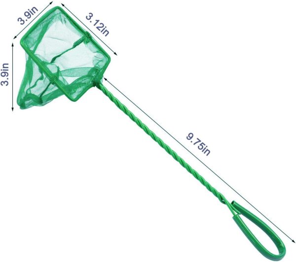 2 Pack Aquarium Fish Nets, DSSPORT 4 Inch Small Mesh Fish Catch Nets with Plastic Handle Green (Pine Green) - Image 3
