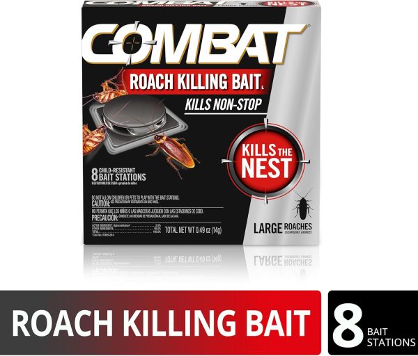 Combat Roach Killing Bait, Roach Bait Station For Large Roaches, Kills The Nest, Child-Resistant, 8 Count,Insects - Image 2