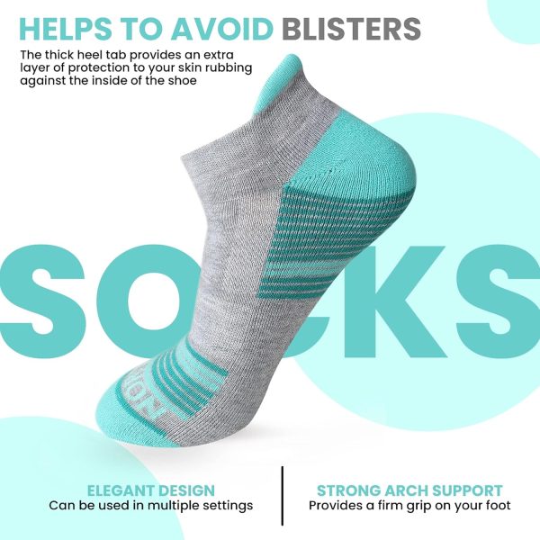 Compression Ankle Socks for Men & Women, Pack of 6, Athletic Cushioned Socks, Hiking, Running & Daily Wear, Size 7-10. - Image 4