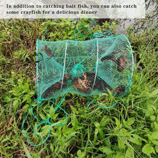 Drasry Foldable Fishing Trap for Bait Shrimp Crawfish Minnow Net Portable Accessories 11.8 x 11.8 x 15.7 (30cm x 40cm) 1/4 in Mesh Collapsible Fish Trap - Image 6